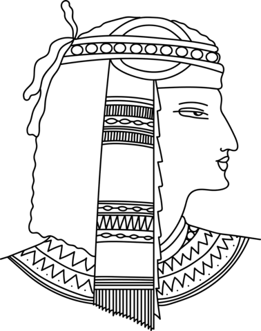 Coiffure Of Prince Mantouhichopchof (19Th. Dynasty). Collaret Coloring Page